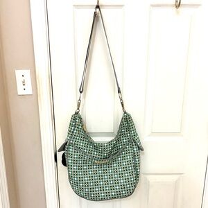 The Bumble Collection Crossbody Floral Print Grey & Green Diaper Bag